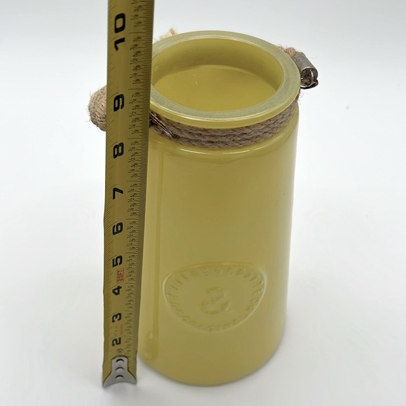 “Genuine & Crafted Original” Yellow Glass Jar/Vase with Rope Handle - Picture 16 of 16